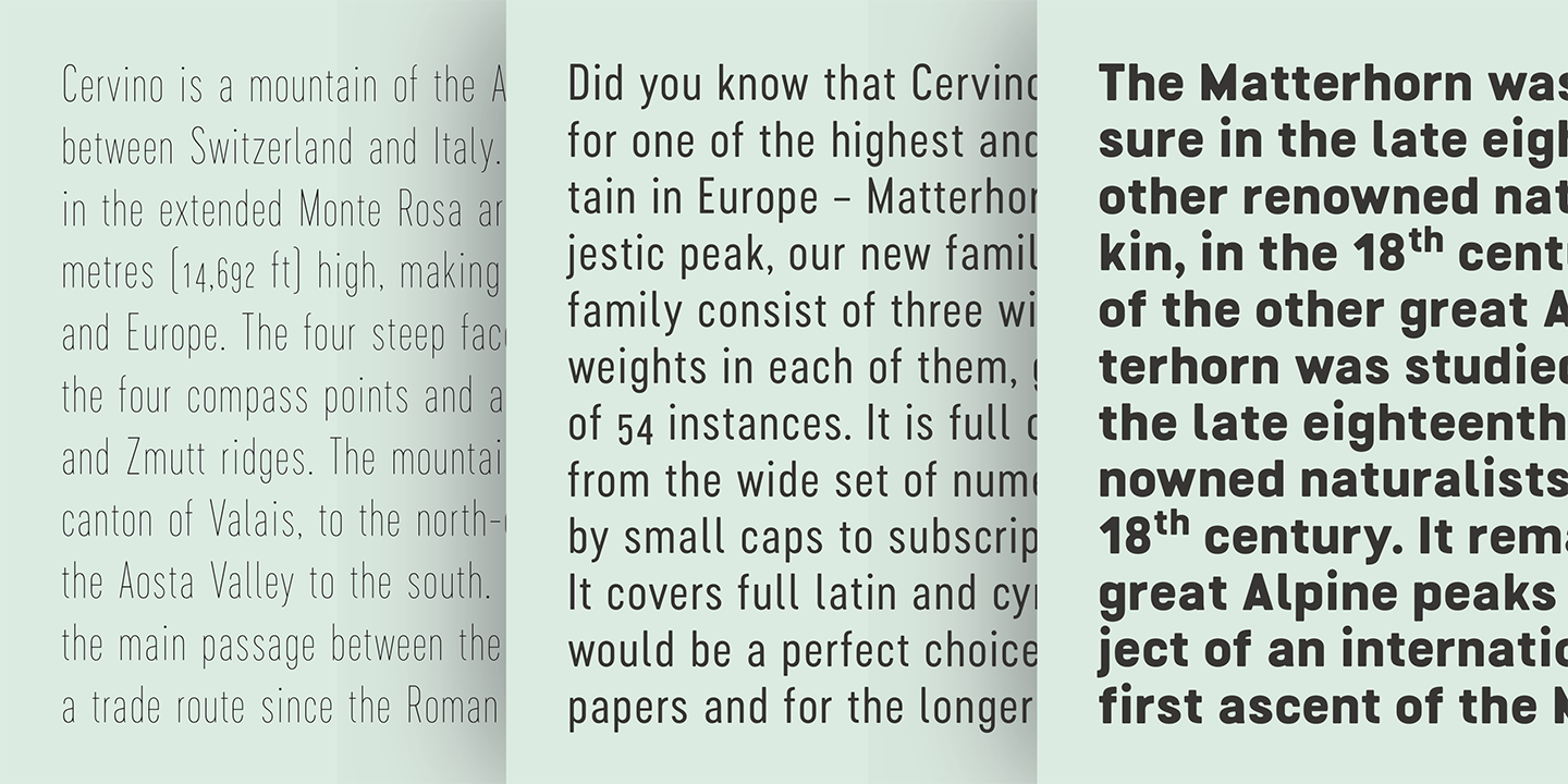 Ejemplo de fuente Cervino Condensed Medium Condensed